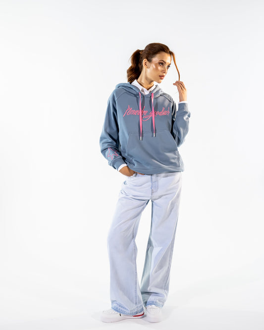 EMBROIDERED HOODIE -BABY BLUE
