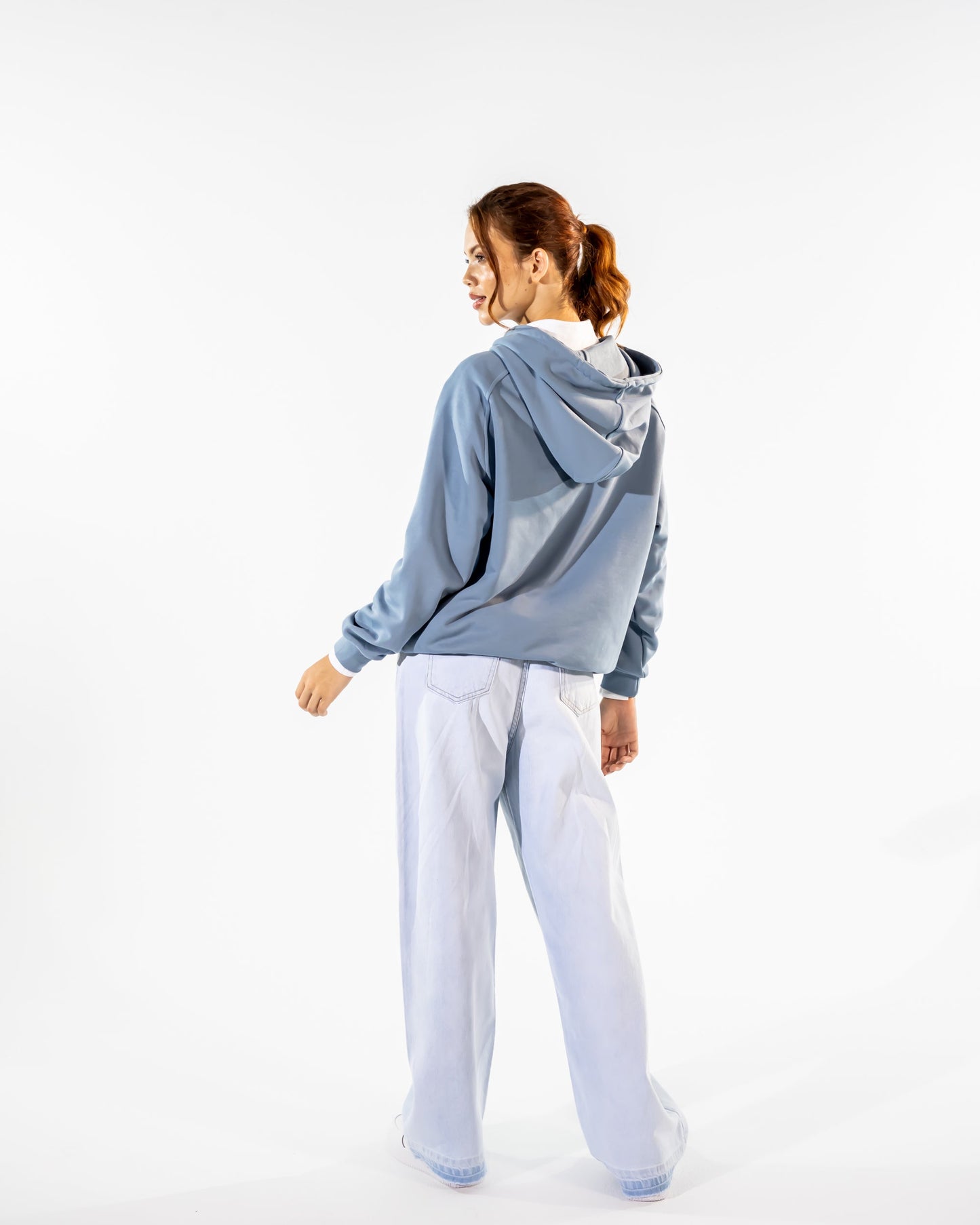 EMBROIDERED HOODIE -BABY BLUE