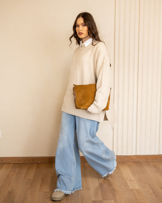 WIDE LEG DENIM PANT -LIGHT BLUE