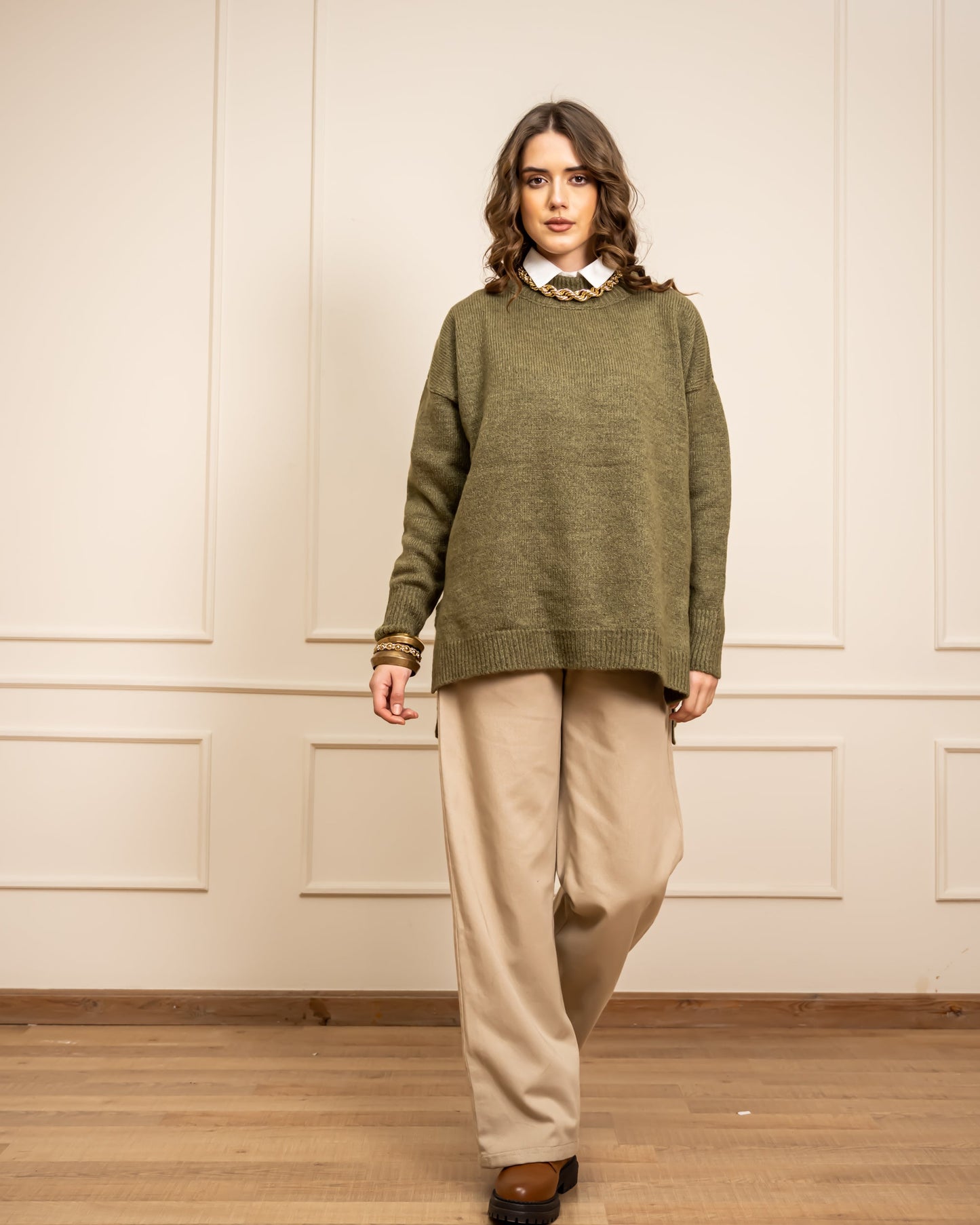 STRAIGHT GABARDINE PANT -BEIGE