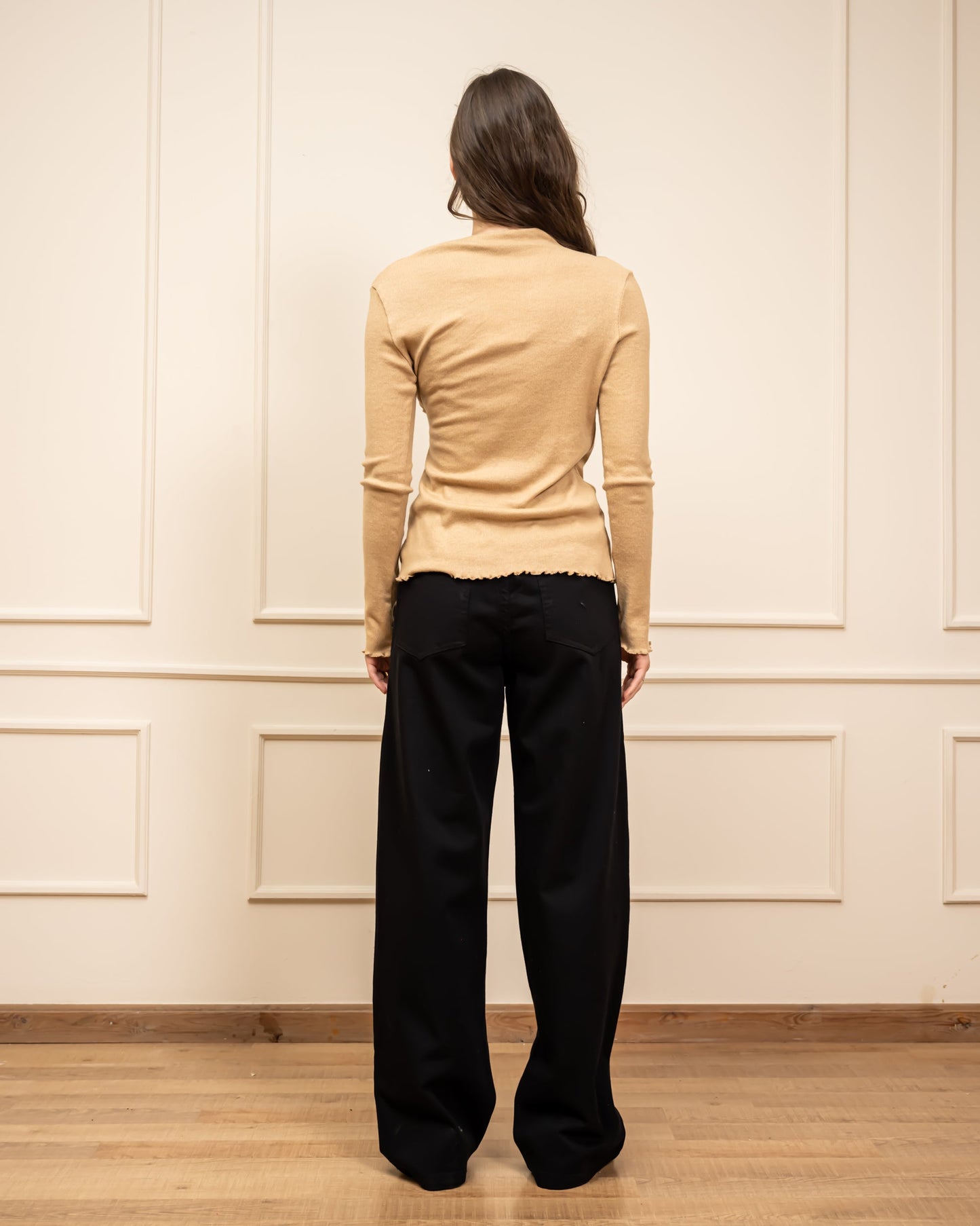 Drapped Knit Top-CAFE
