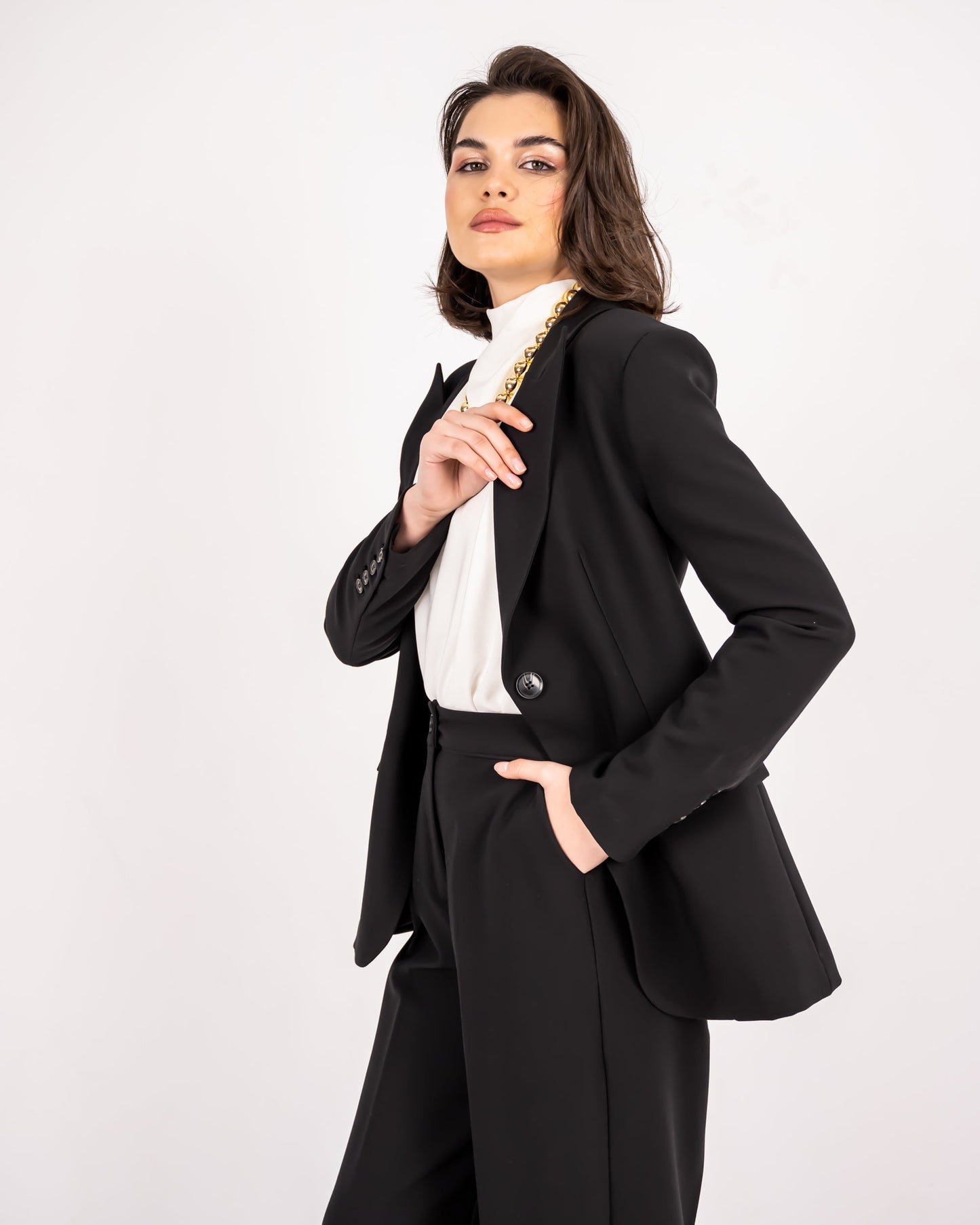 FORMAL WIDE LEG TROUSERS-BLACK