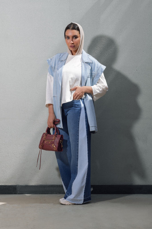 DOUBLE WIDE LEG PANT -BLUE