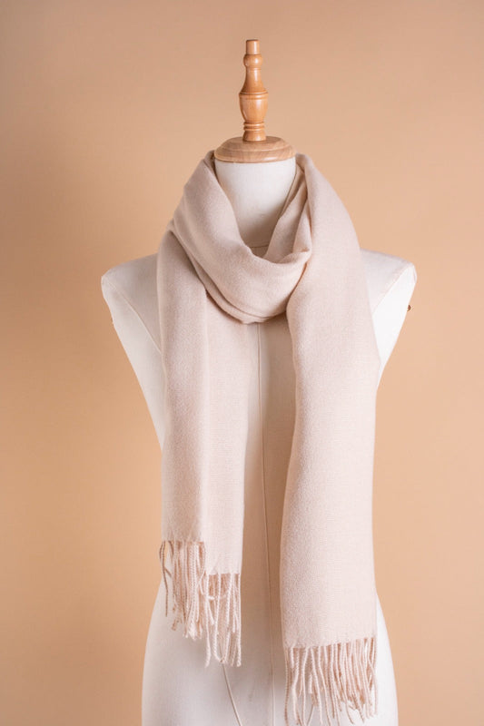 PLAIN WOOL SHAWL-BEIGE