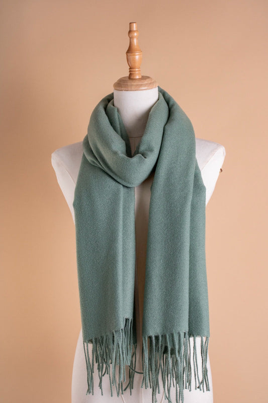 PLAIN WOOL SHAWL-MINT GREEN