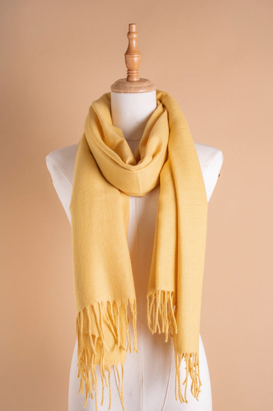 PLAIN WOOL SHAWL-YELLOW