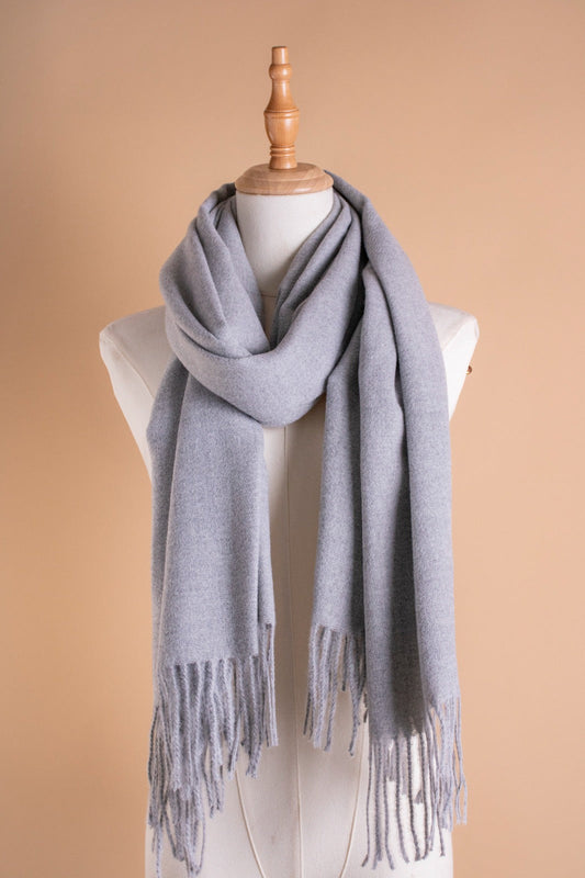 PLAIN WOOL SHAWL-GRAY