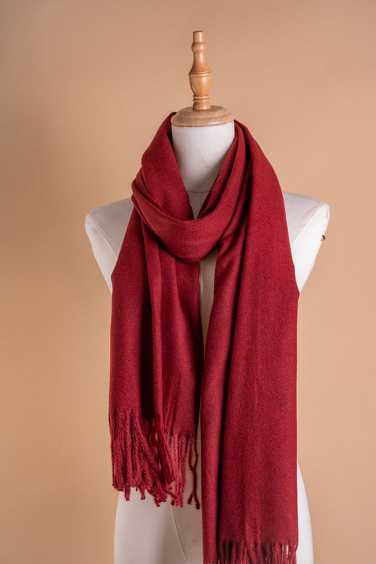 PLAIN WOOL SHAWL-MAROON