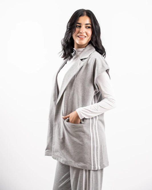 Stripped Milton Vest - Grey