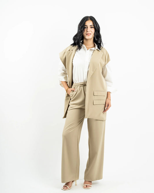 Wide Leg Pant - Beige