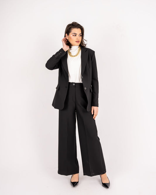 FORMAL WIDE LEG TROUSERS-BLACK